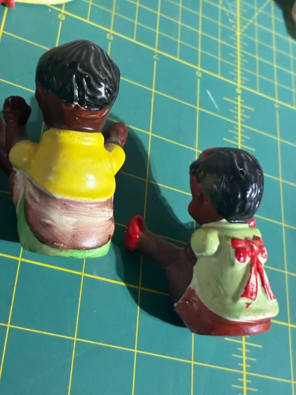 Mid-Century Japanese Black Americana Salt-and-Pepper Shakers Baby in Basket